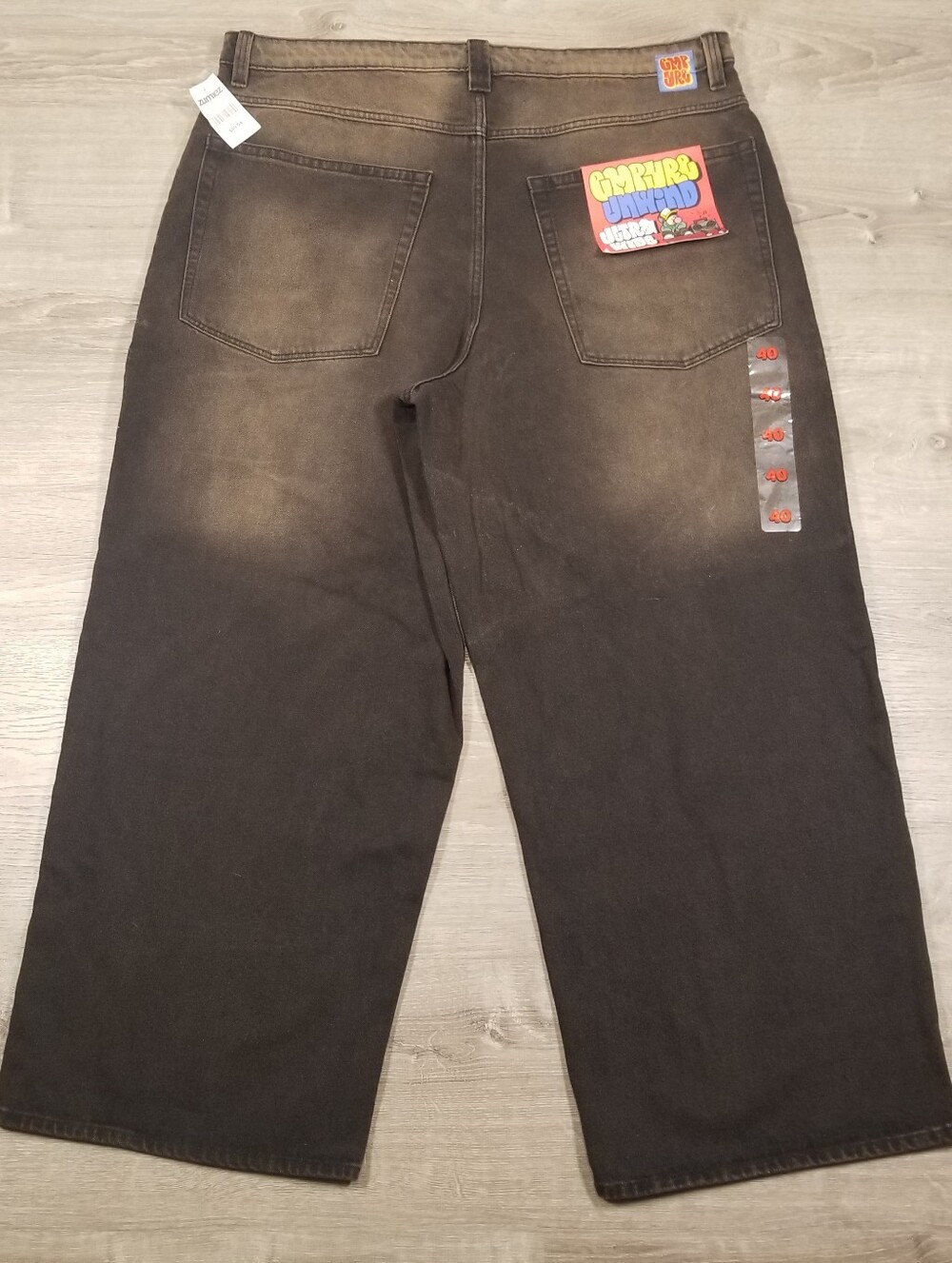 Empyre Grip Wash Black Brown Ultra Wide Skate Jeans Men's Baggy Denim 5-Pocket